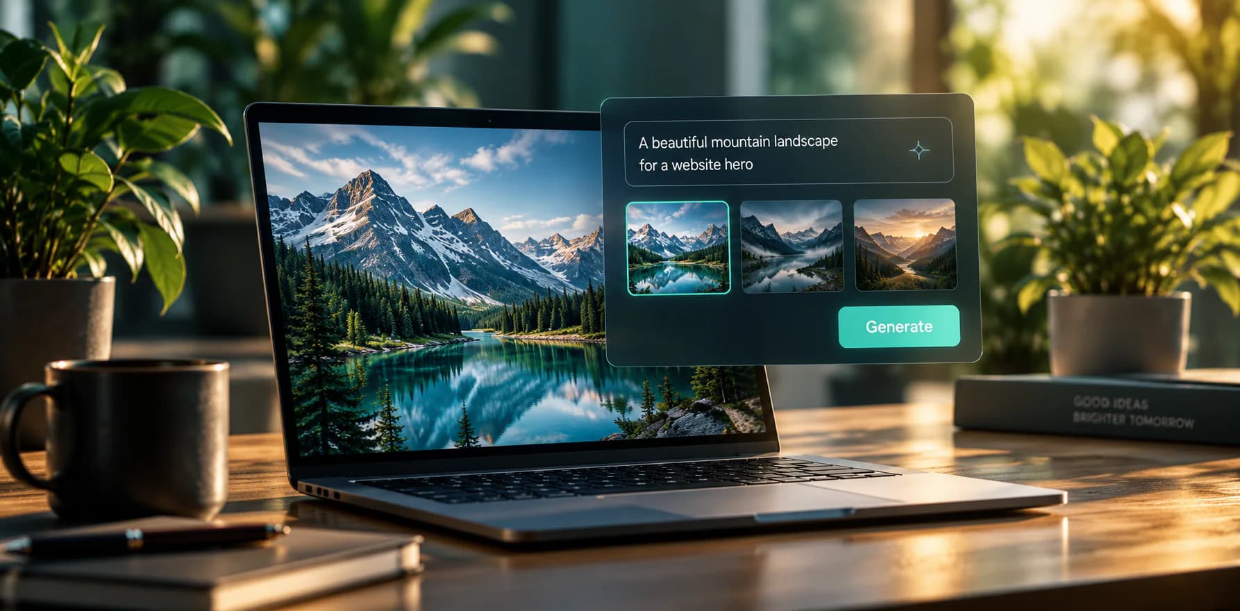 Laptop met een interface voor het genereren van een websitebeeld